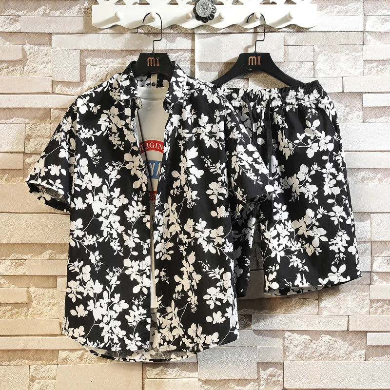 Cotton Floral Shirt Shorts Set