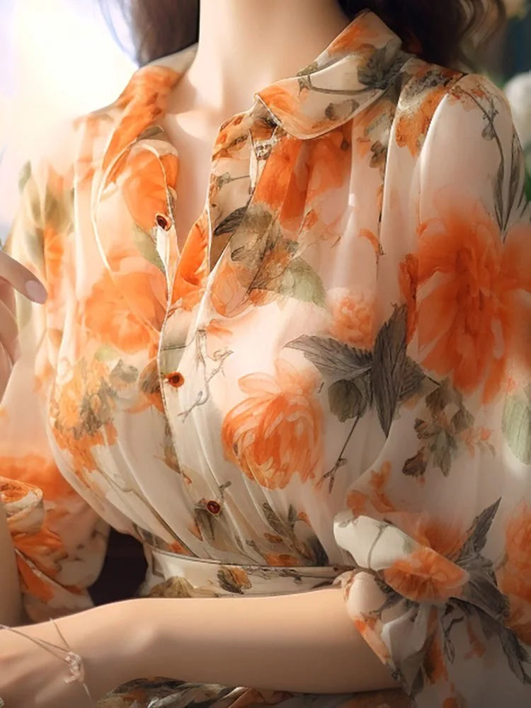Summer Floral Chiffon Top