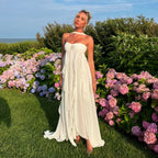 High-Slit Ruffled Halter Dress