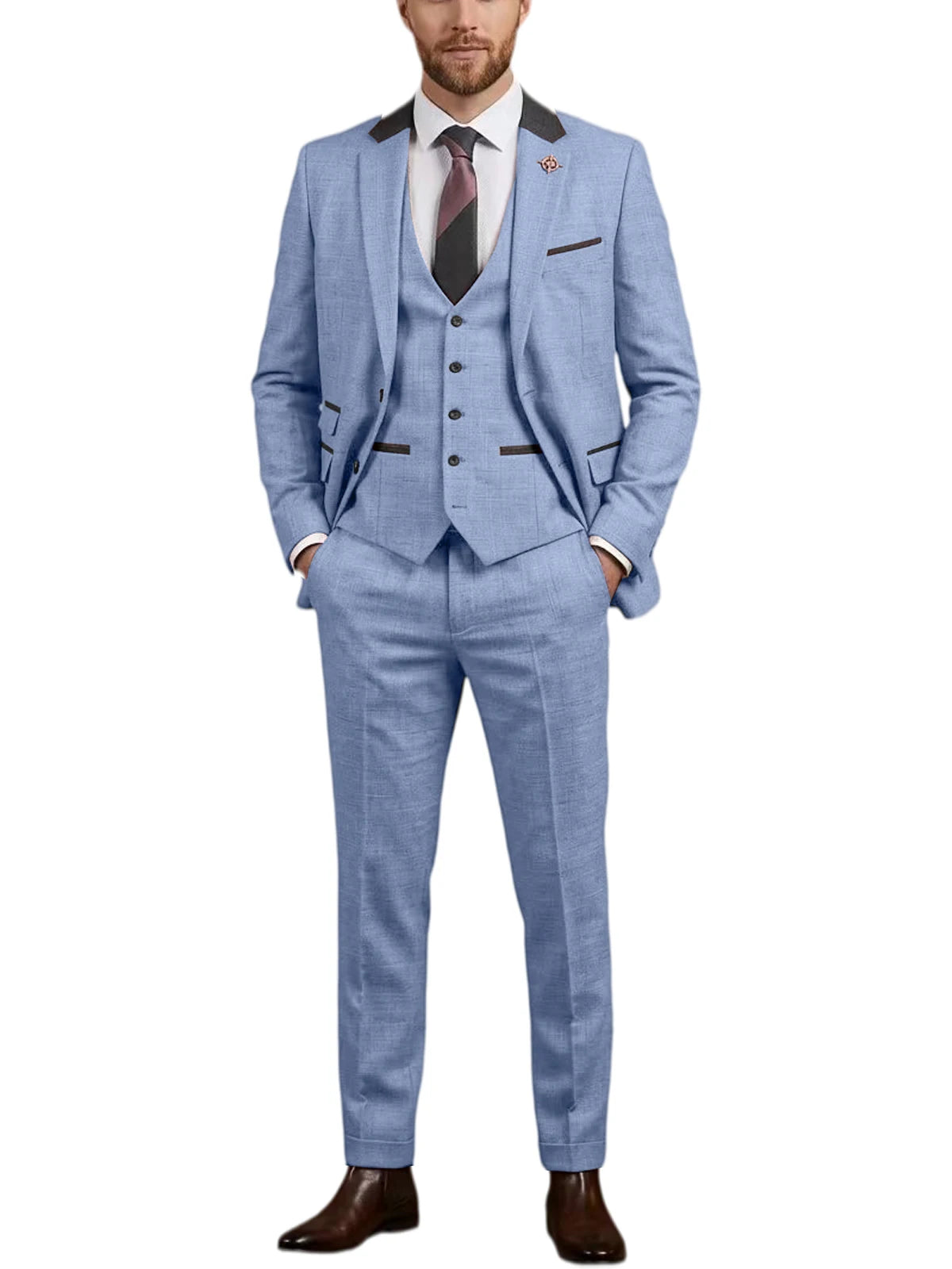 Linen Three-Piece Notch-Lapel Suit