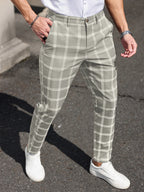 Plaid Tapered Cropped Dress Trousers