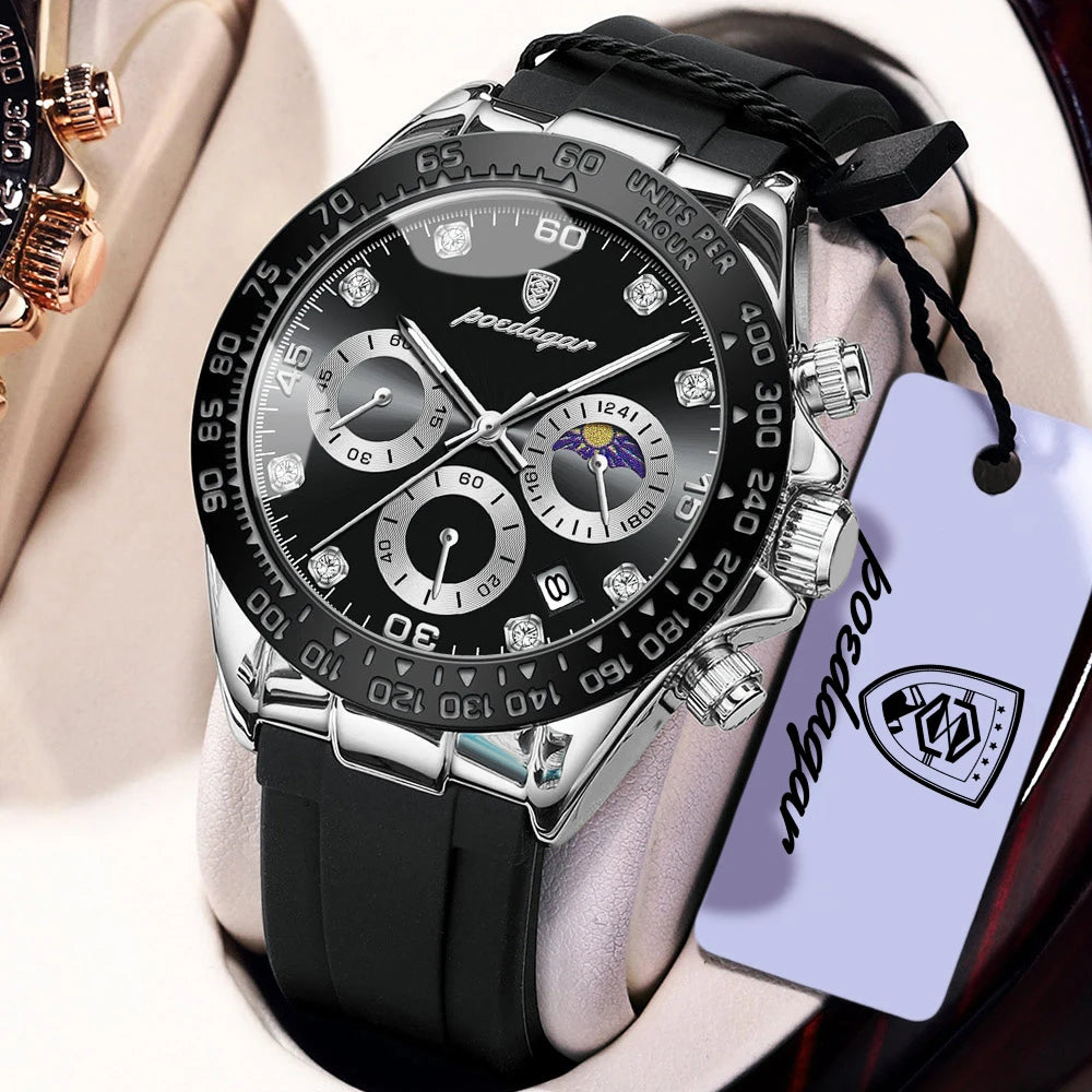 POEDAGAR Military Chronograph Silicone Watch