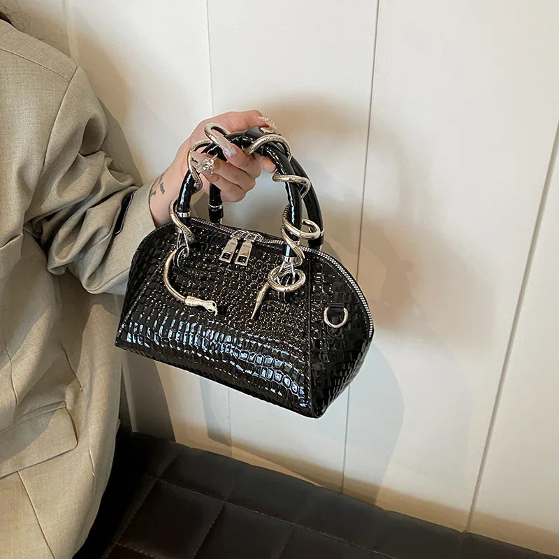 Snake Decor Crossbody Bag