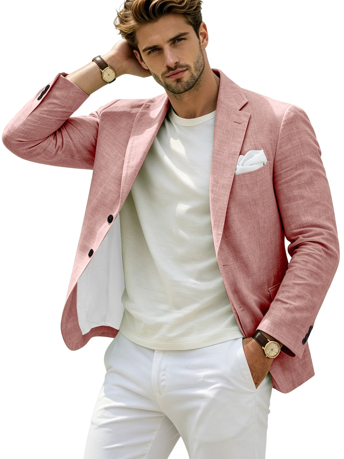 Linen Slim Single-Breasted Casual Blazer