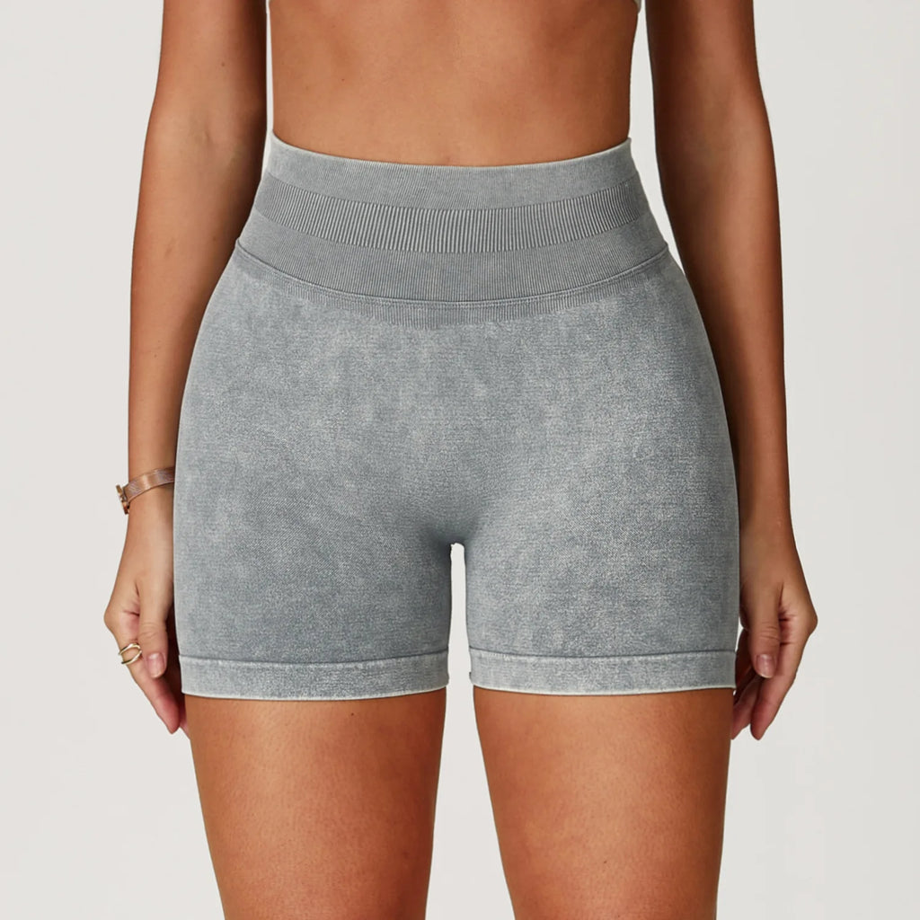 Sand-Washed High-Waist Yoga Shorts