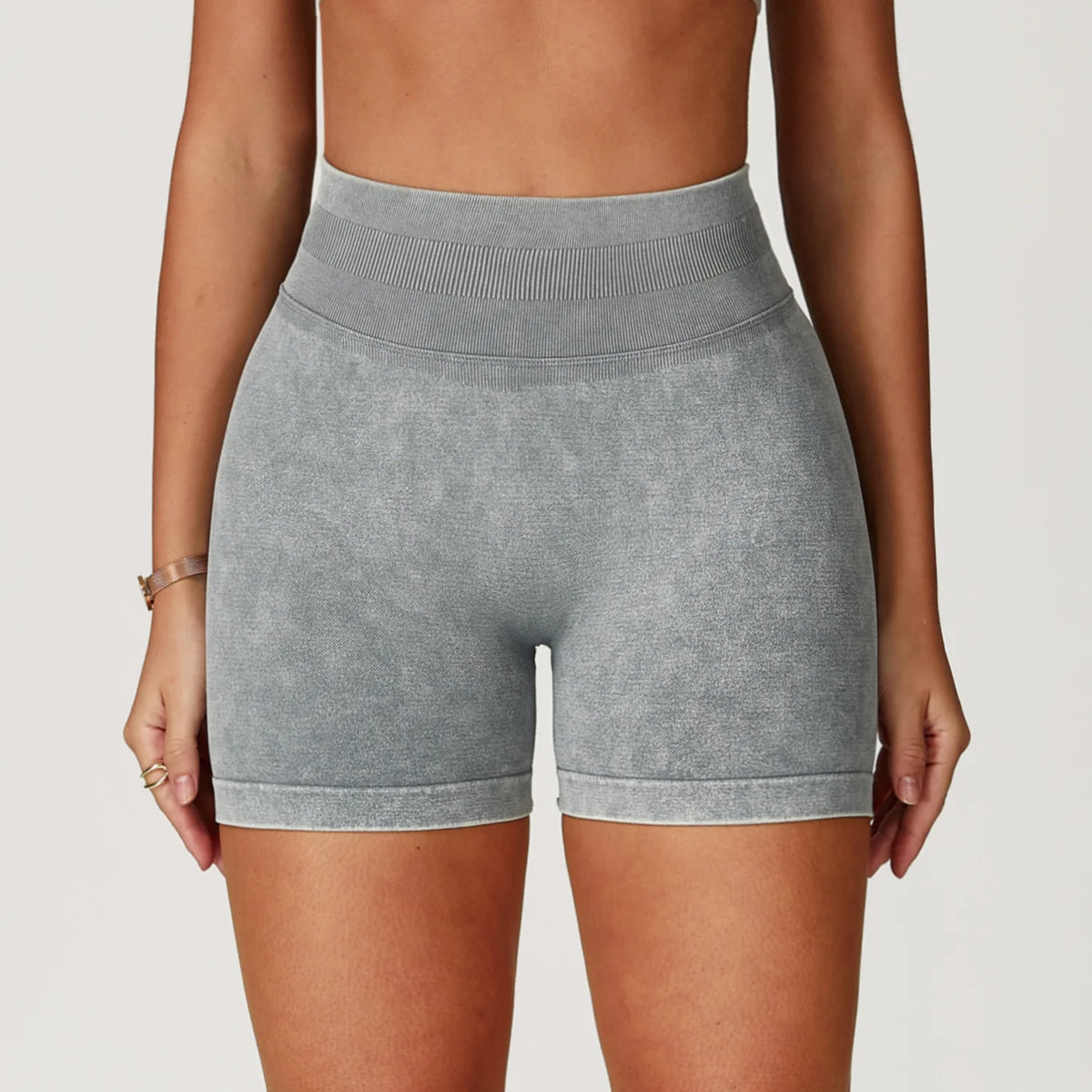 Sand-Washed High-Waist Yoga Shorts