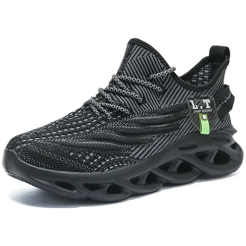YRZL Sports Running Black Sneakers