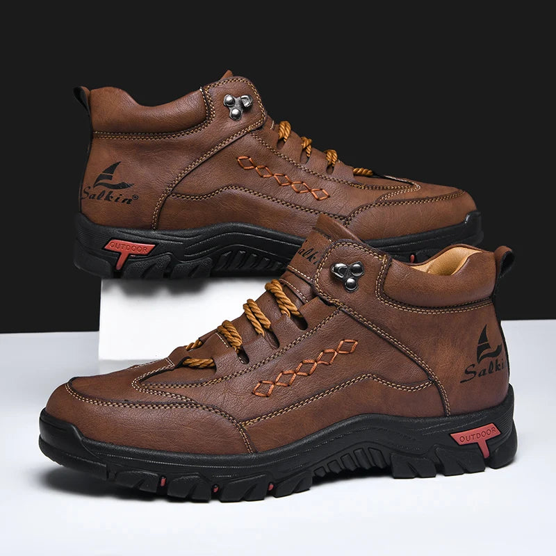 High-Top Round-Toe Lace-Up Boots