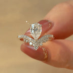 Sterling Silver Water Drop Moissanite Ring