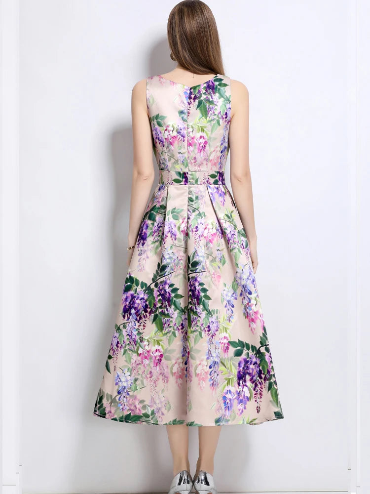 Printed Slim Fit Summer Vest Dress