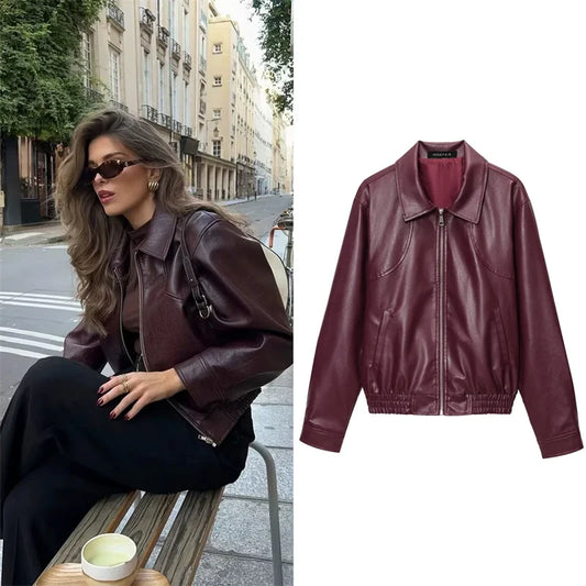 Burgundy Faux Jacket