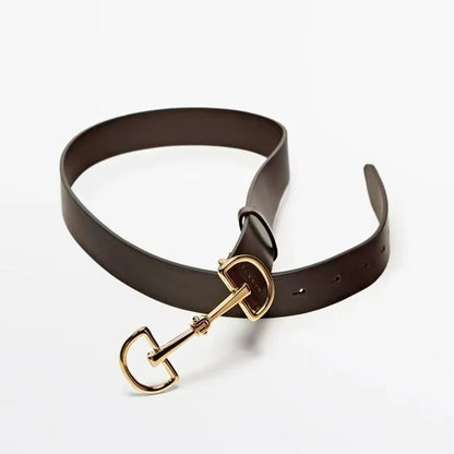 Thin Genuine Leather Belt with Metal Buckle