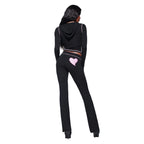 Blended Graphic Print Zip Front Two-Piece Yoga Set