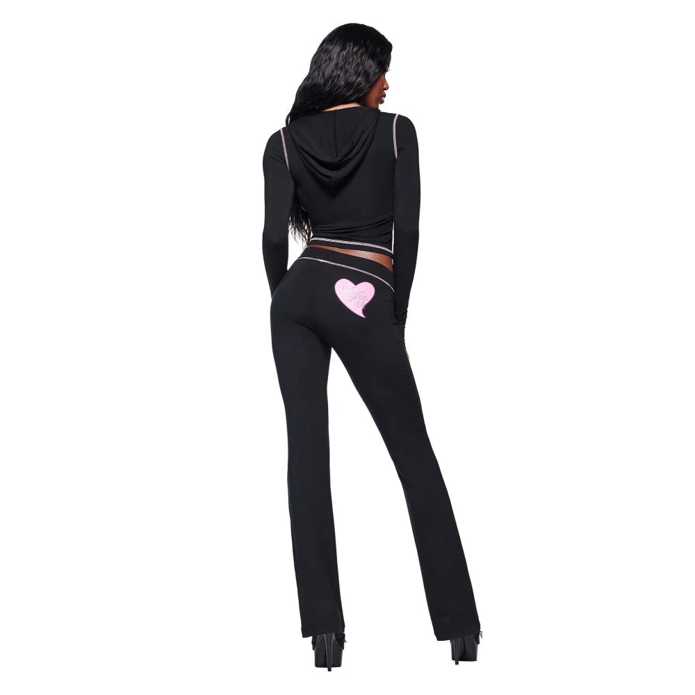 Blended Graphic Print Zip Front Two-Piece Yoga Set