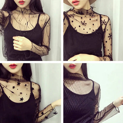 Transparent Mesh Star Shirt