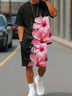 Athletic T-Shirt Drawstring Shorts Set