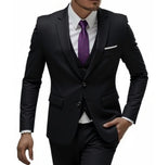 Three-Piece Solid Two-Button Suit Set