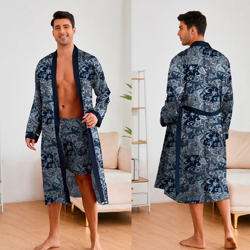 Print Flower Sleepwear Long Bathrobe