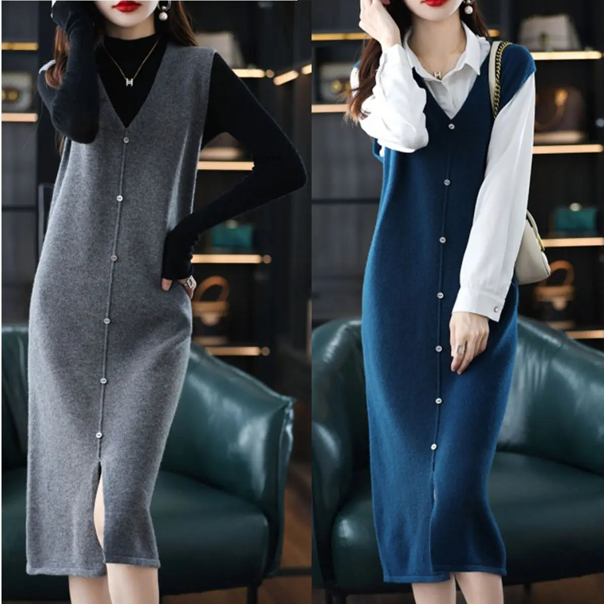 Sleeveless Knitted Vest Dress