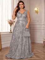 Deep V-Back Sequin Gown