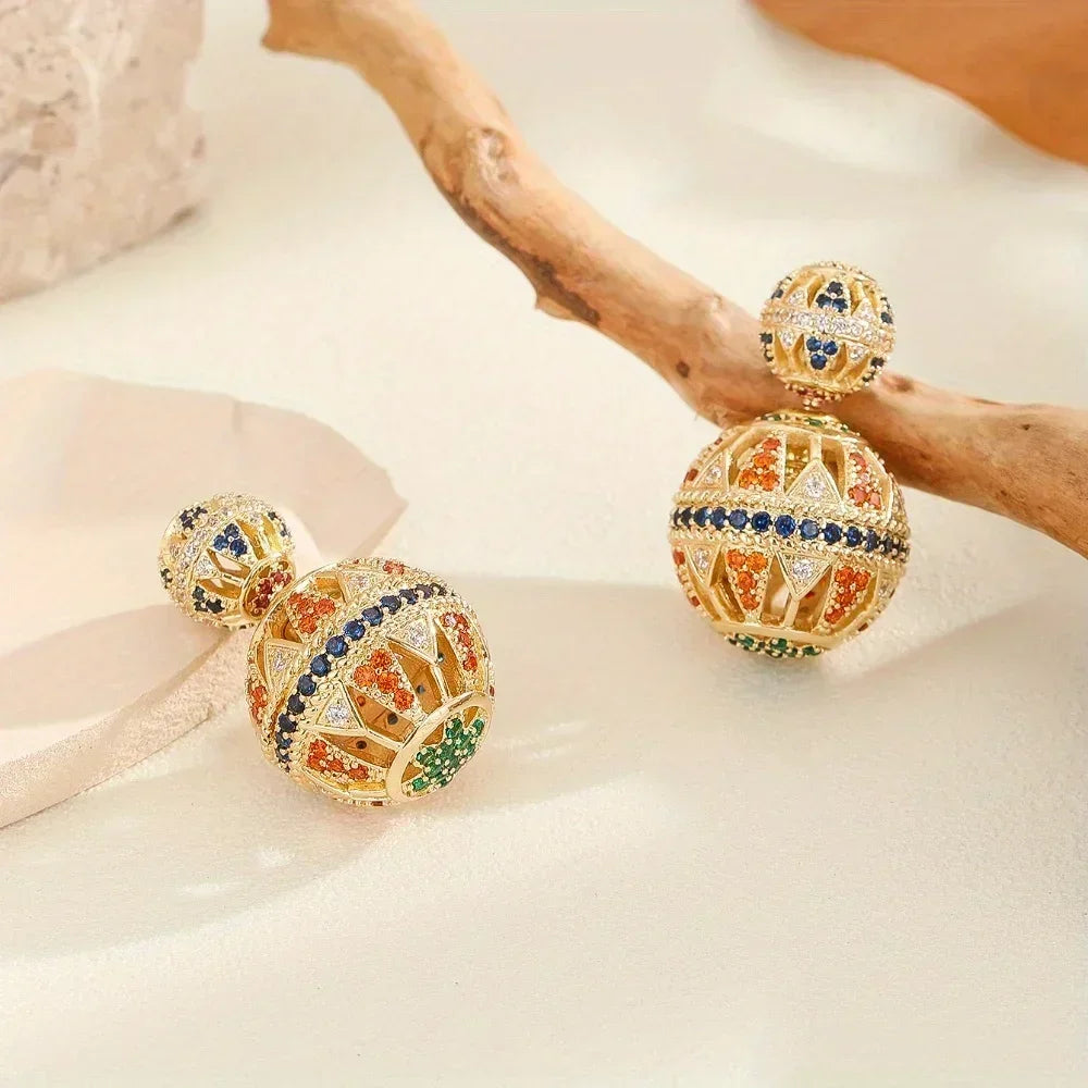 Ethnic Round Zircon Stud Earrings