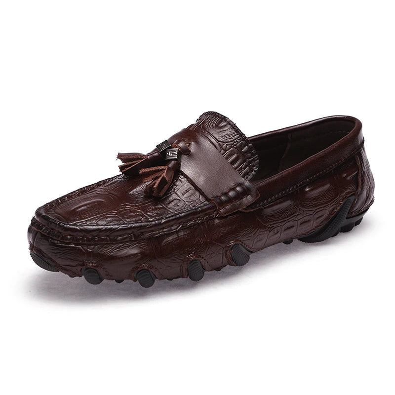 Crocodile Pattern Leather Loafers