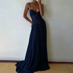 Hollow-Out Lace Patchwork Maxi Dress