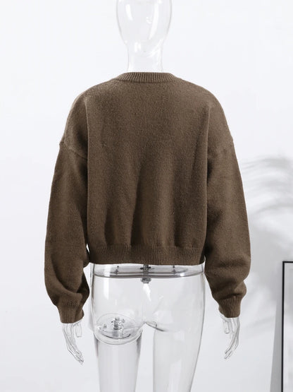 Casual O-Neck Chocolate Cardigan