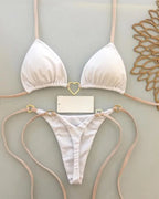 Solid Color Halter Bikini Set