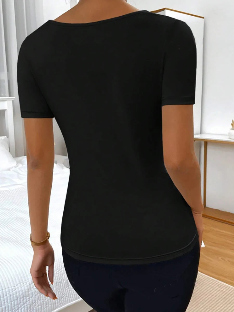 Asymmetrical Neck Ruched Top