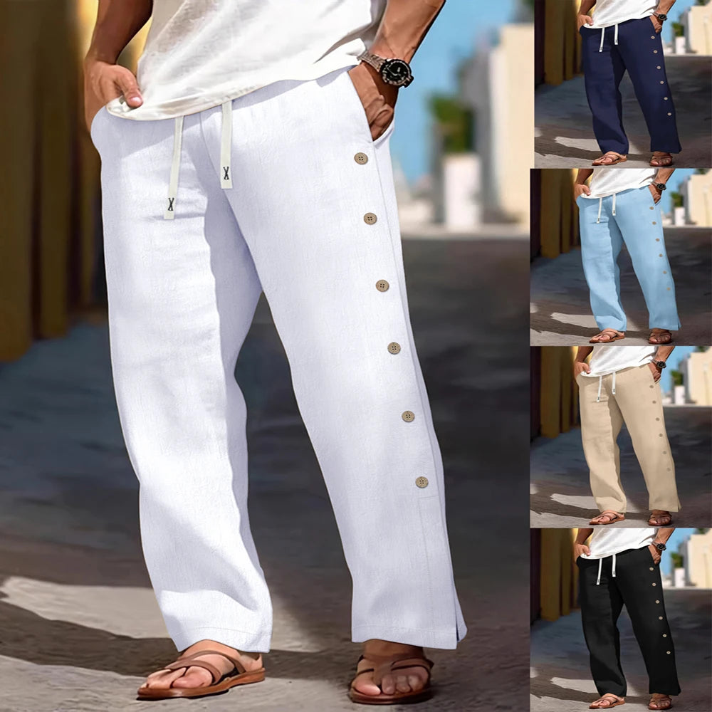 Linen Drawstring Beach Trousers