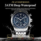 POEDAGAR Business Blue Steel Watch