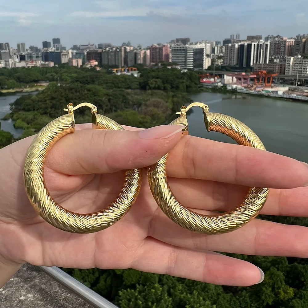 Gold Twisted Hoop Earrings