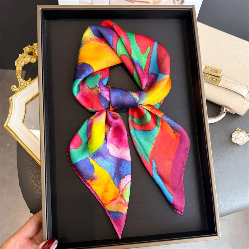 Satin Print Square Scarf