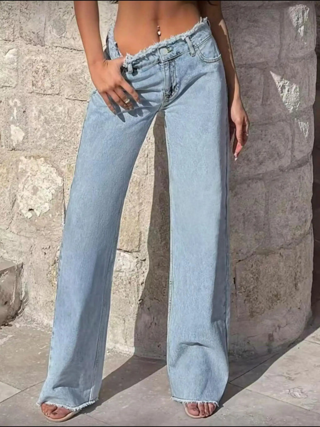 Raw-Hem Straight-Leg Jeans