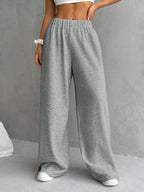 Solid Wide-Leg Ankle Pants