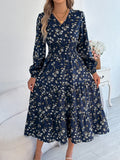 Floral V-Neck A-Line Dress