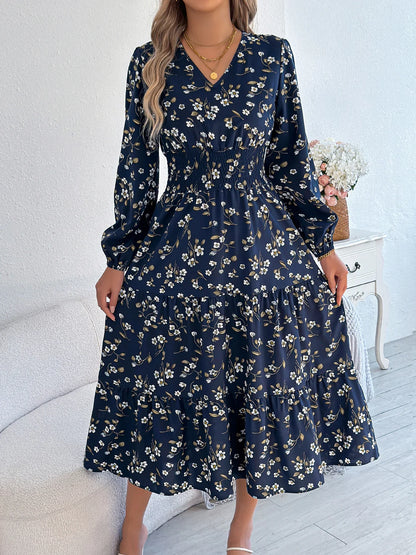 Floral V-Neck A-Line Dress