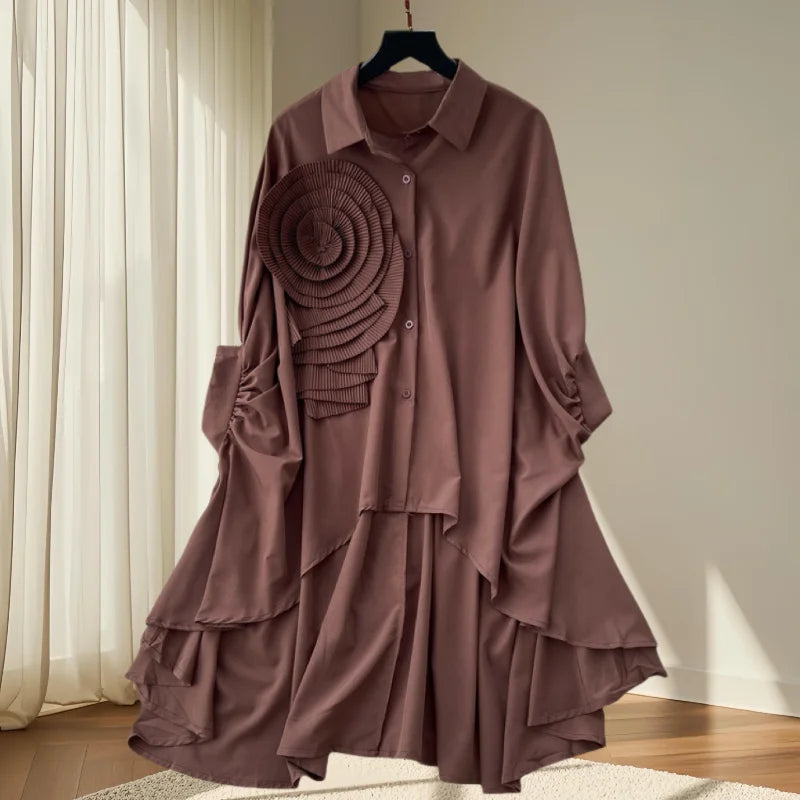 Turndown Collar Flower Top