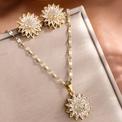 Sunflower Zircon Jewelry Set