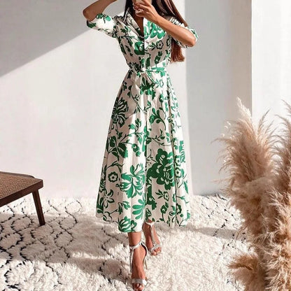 Autumn Printed Shirt Dress