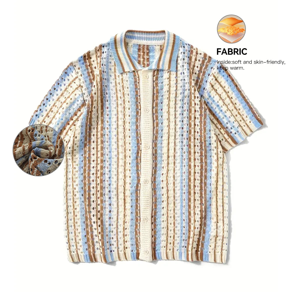 Retro Knit Lapel Polo