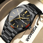 POEDAGAR Silver Steel Quartz Watch