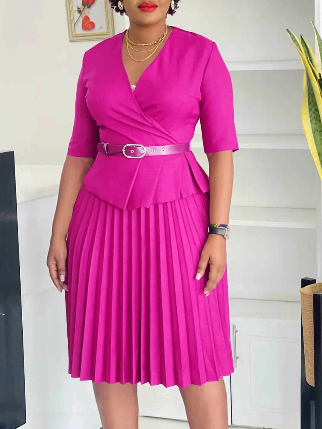 Plus Size Pleated Dress
