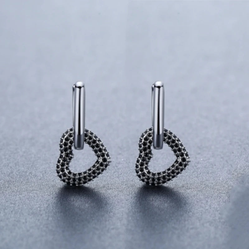 Black Spinel Hoop Earrings