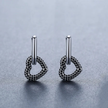 Black Spinel Hoop Earrings