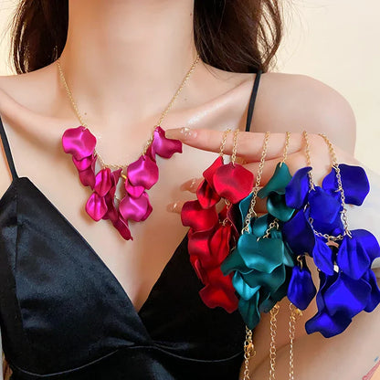 Colorful Petal Fringe Necklace