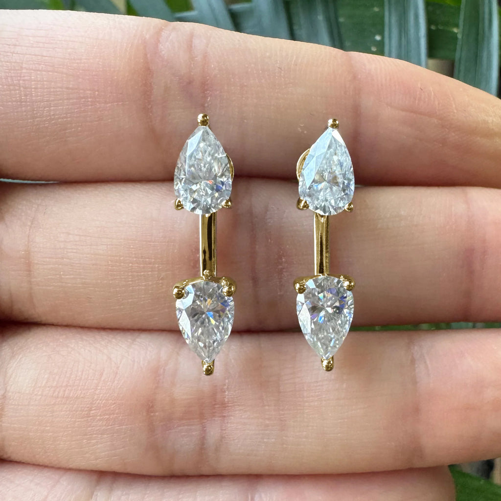 Double Pear Moissanite Stud Earrings
