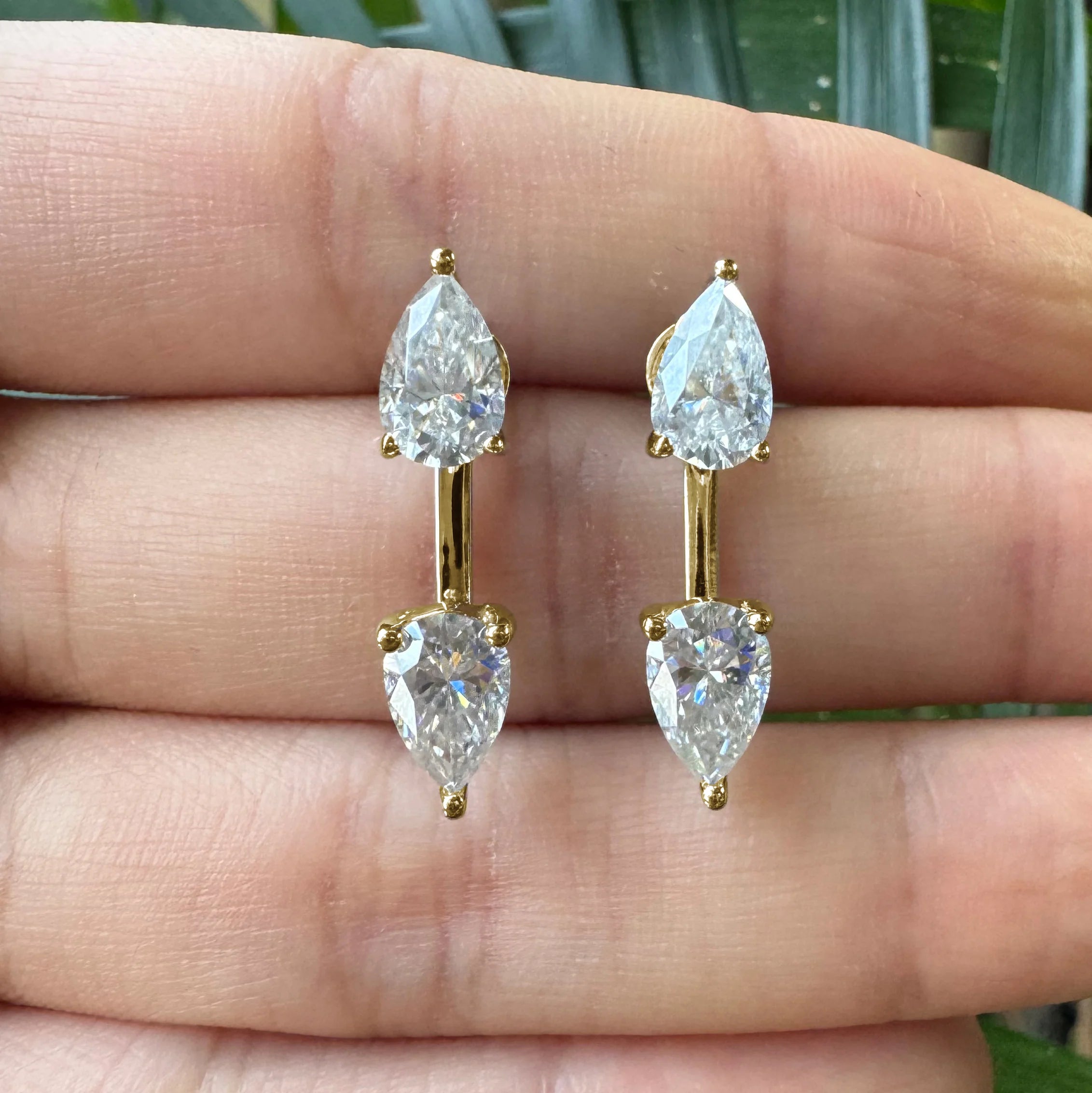Double Pear Moissanite Stud Earrings