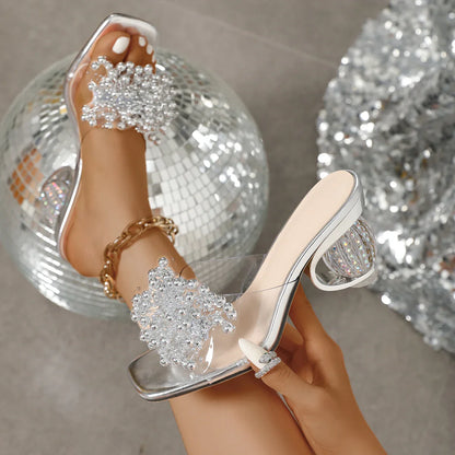 Diamond Embellished Mules Sandals